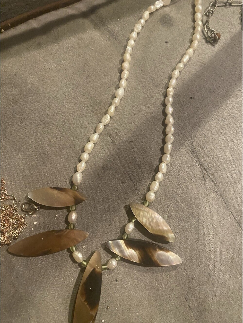 Sterling Silver Mother Of Pearl, Rice Pearl 925 Necklace